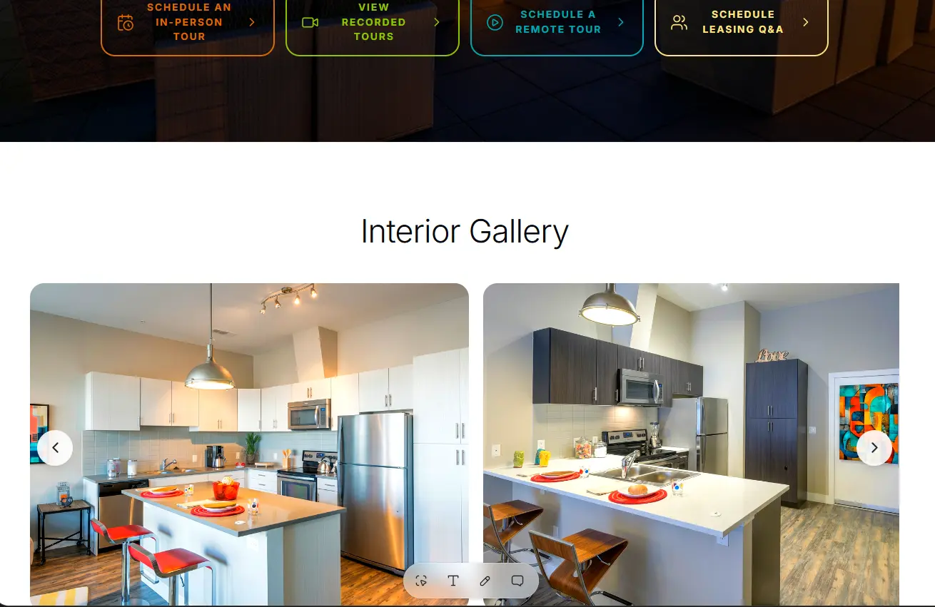 Enhanced interior gallery of apartment kitchens